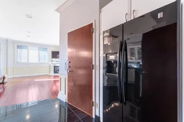 a bathroom with a bathtub and shower