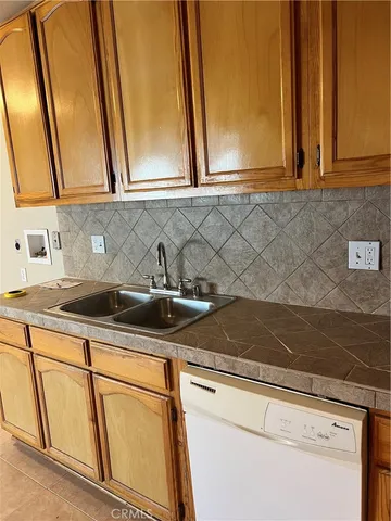 a close view of sink and cabinets