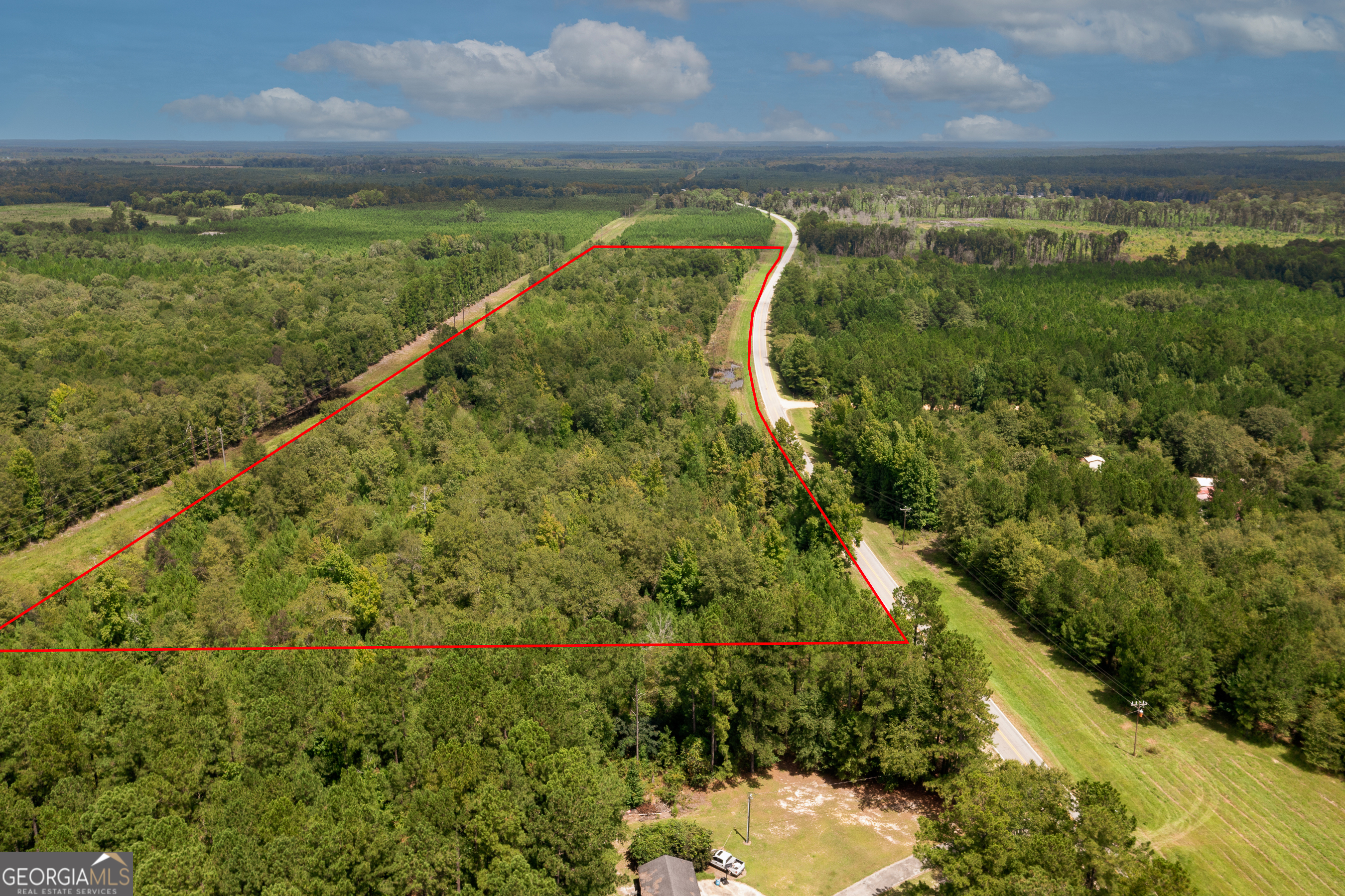 a view of a yard with a swimming pool