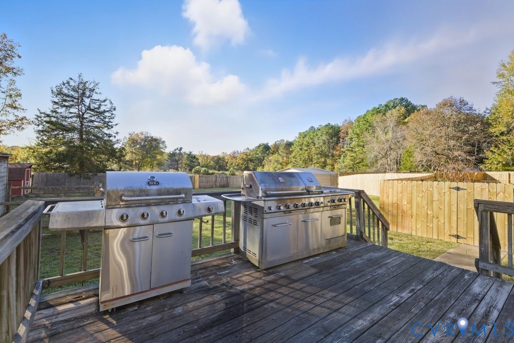 1601 Holly Hills Road Powhatan, VA 23139 - Photo 21 of 32 Deck with grilling area and a fenced backyard