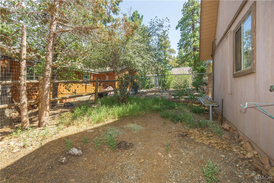809 San Bernardino Avenue Sugarloaf, CA 92386 - Photo 19 of 23 a view of a yard with potted plants and large trees