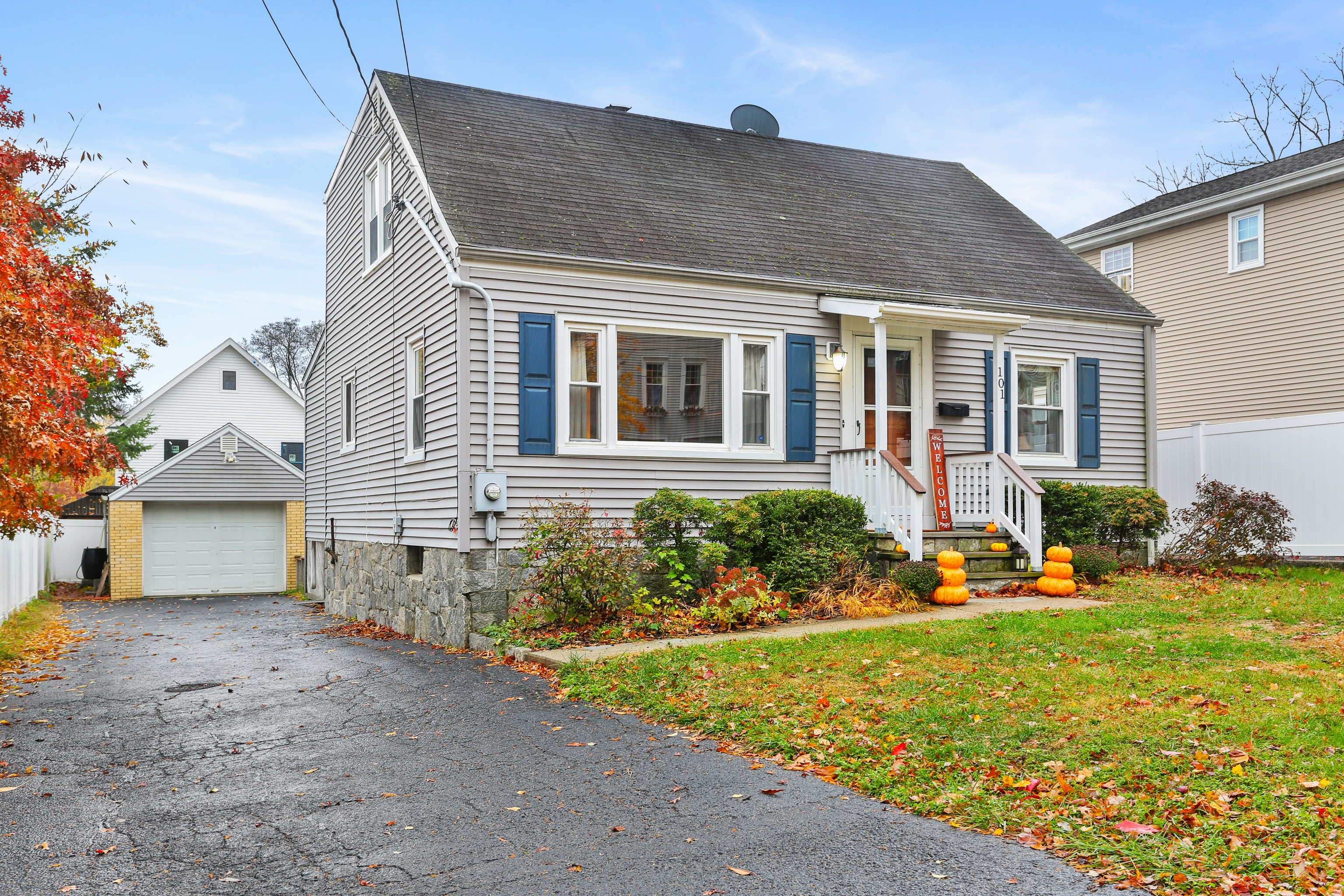 front view of a house with a yard