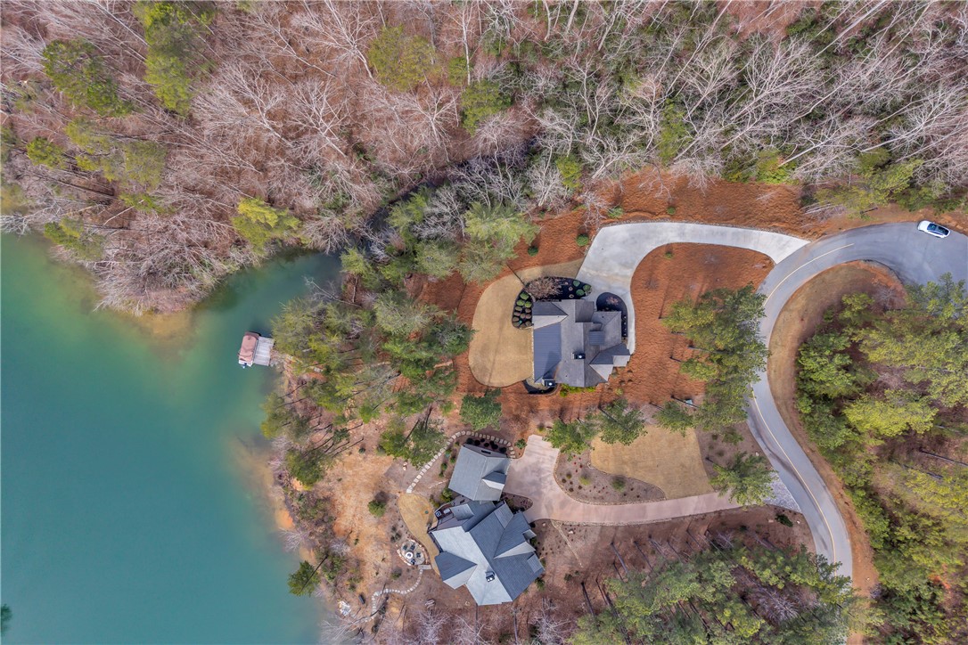 243 Quay Court Sunset, SC 29685 - Photo 38 of 46 This aerial view showcases a peaceful lakefront property with private boat access.