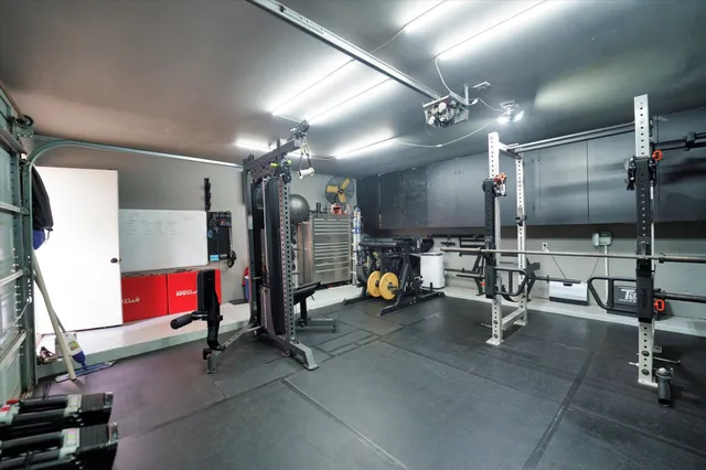 a view of a room with gym equipment