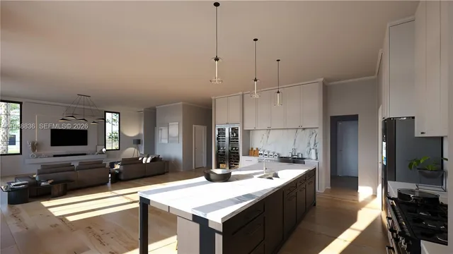 a bathroom with a sink and a large mirror