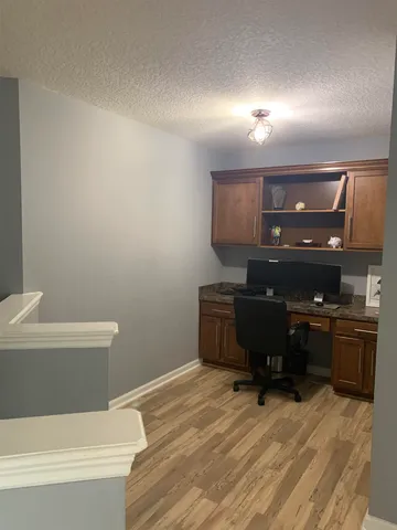 a workspace with furniture