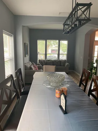 a living room with furniture