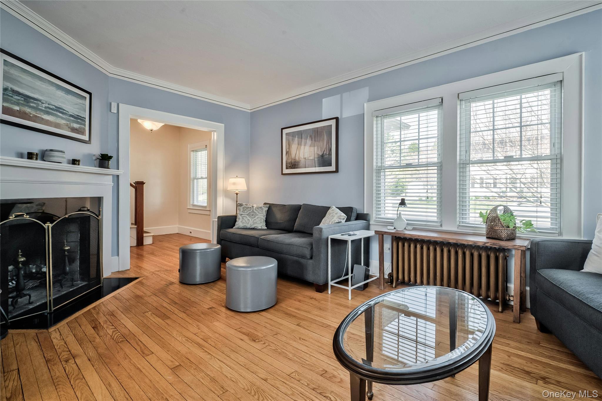 28 Lindbergh Street Locust Valley, NY 11560 - Photo 10 of 30 Living room with wood burning fireplace