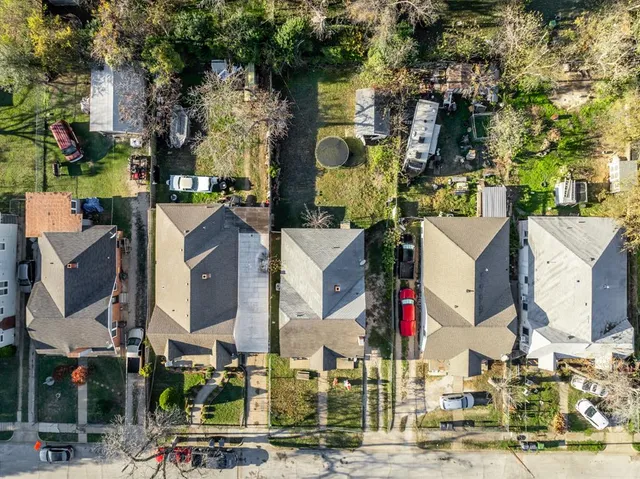 an aerial view of multiple houses