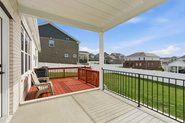 a view of a wooden roof deck
