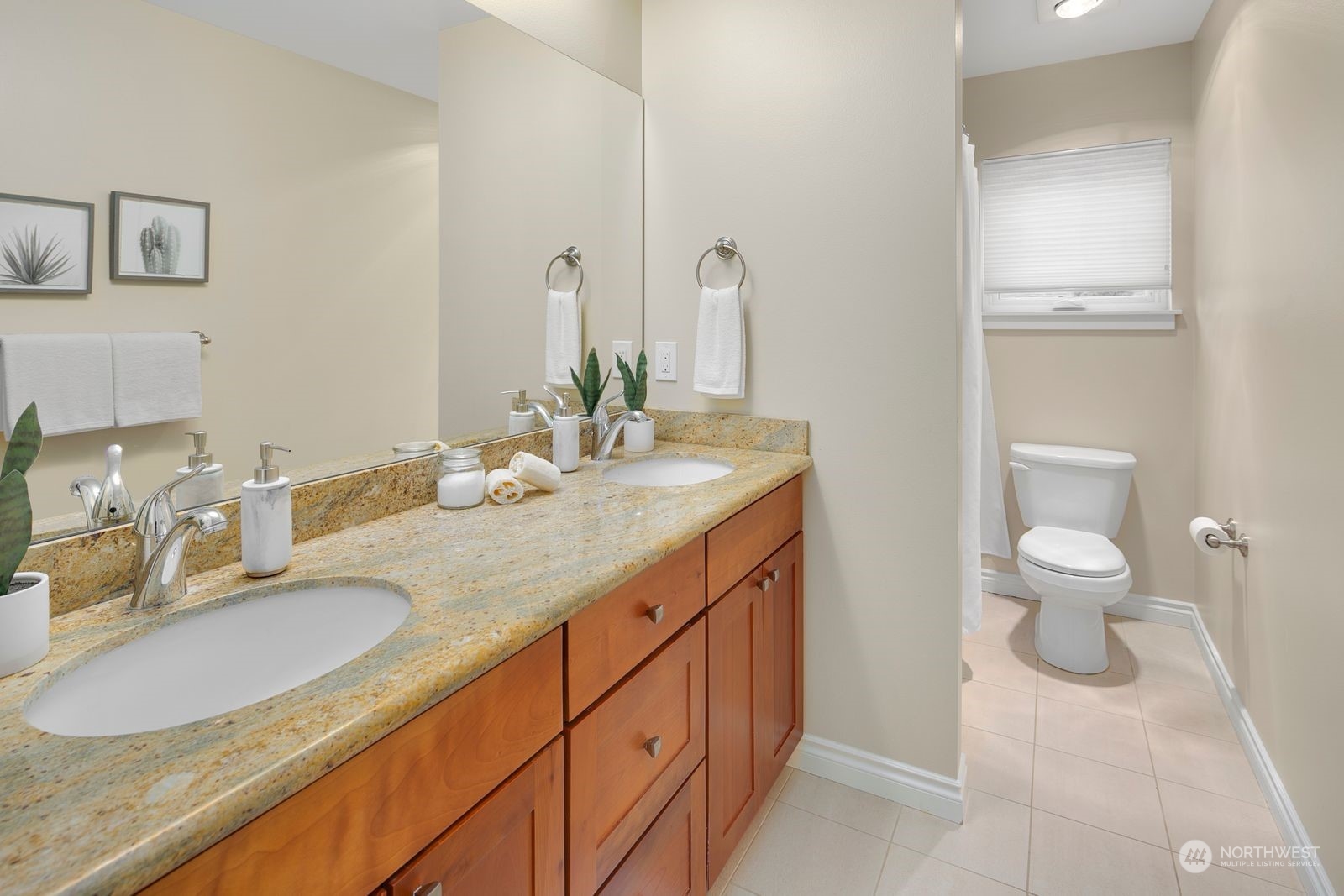 3616 Northeast 65th Street Seattle, WA 98115 - Photo 32 of 40 a bathroom with a granite countertop sink and a mirror