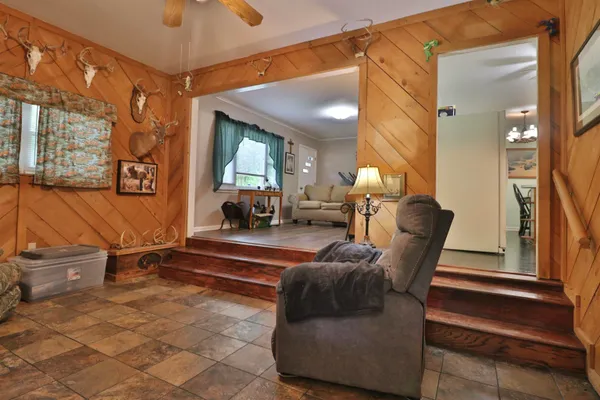 a living room with furniture