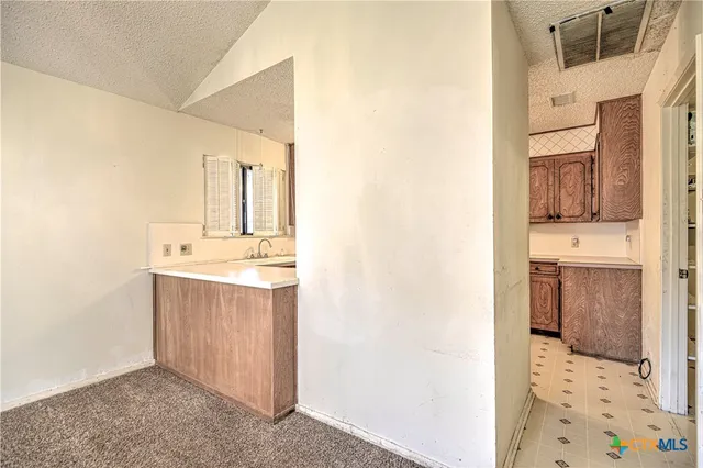 a bathroom with a sink a mirror and a shower