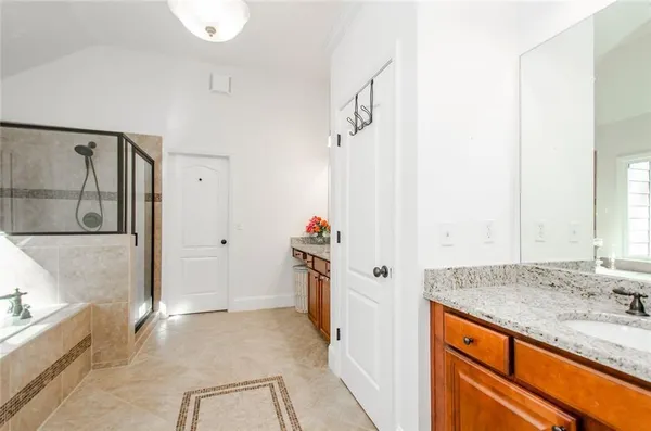 a bathroom with a bathtub