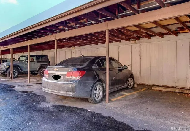 a car parked in a garage