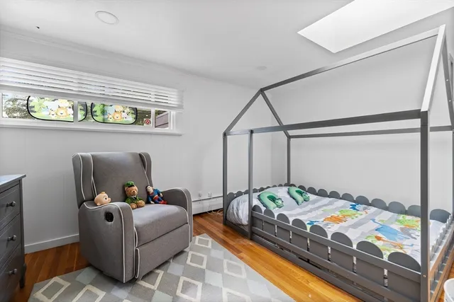 a living room with couch and a table