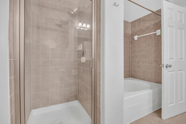 a bathroom with a bathtub