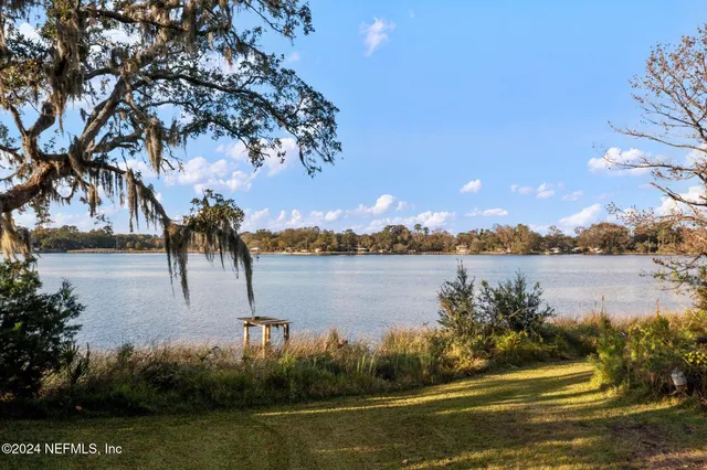 a view of a lake with outdoor space