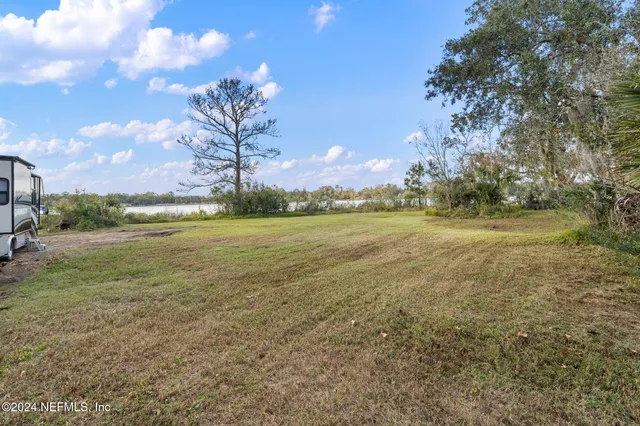 a view of lake from sunset