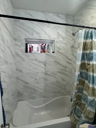 a bathroom with a shower