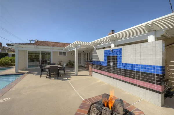 a view of a house with patio