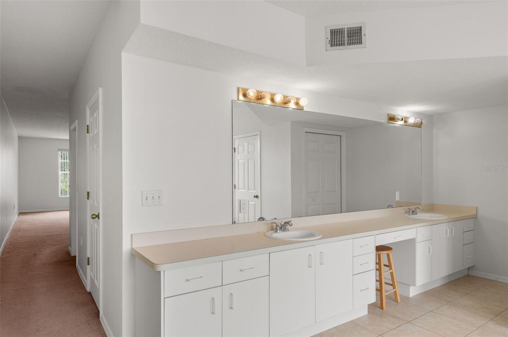 1644 Arabian Lane Palm Harbor, FL 34685 - Photo 30 of 52 a bathroom with a double vanity sink and a mirror