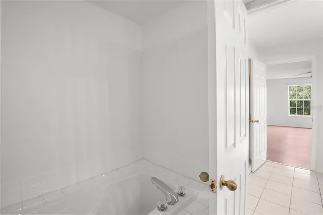 a bathroom with a bathtub