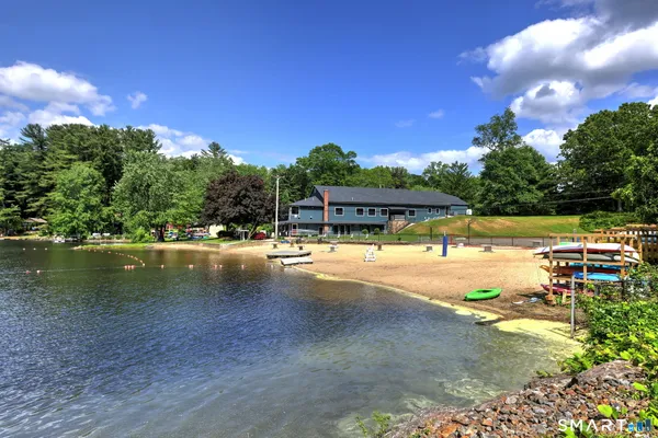 a view of a lake with outdoor space