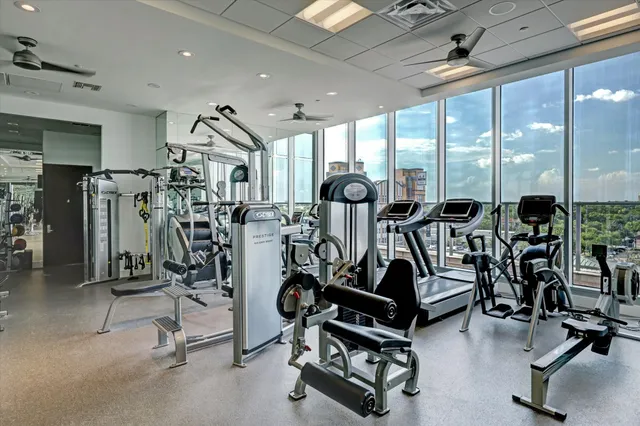 a view of a room with gym equipment
