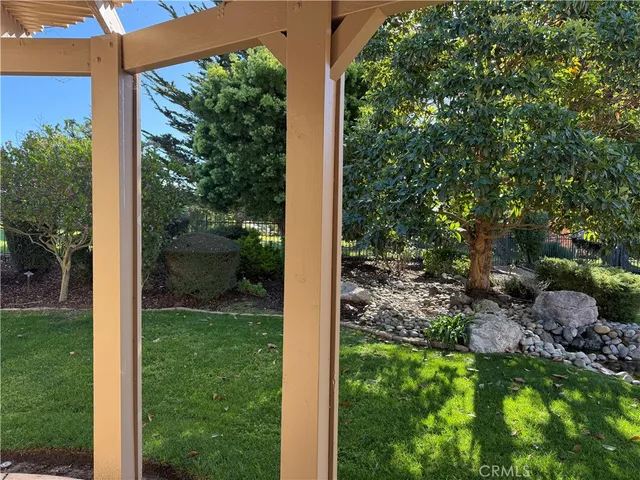 a view of a porch with a yard