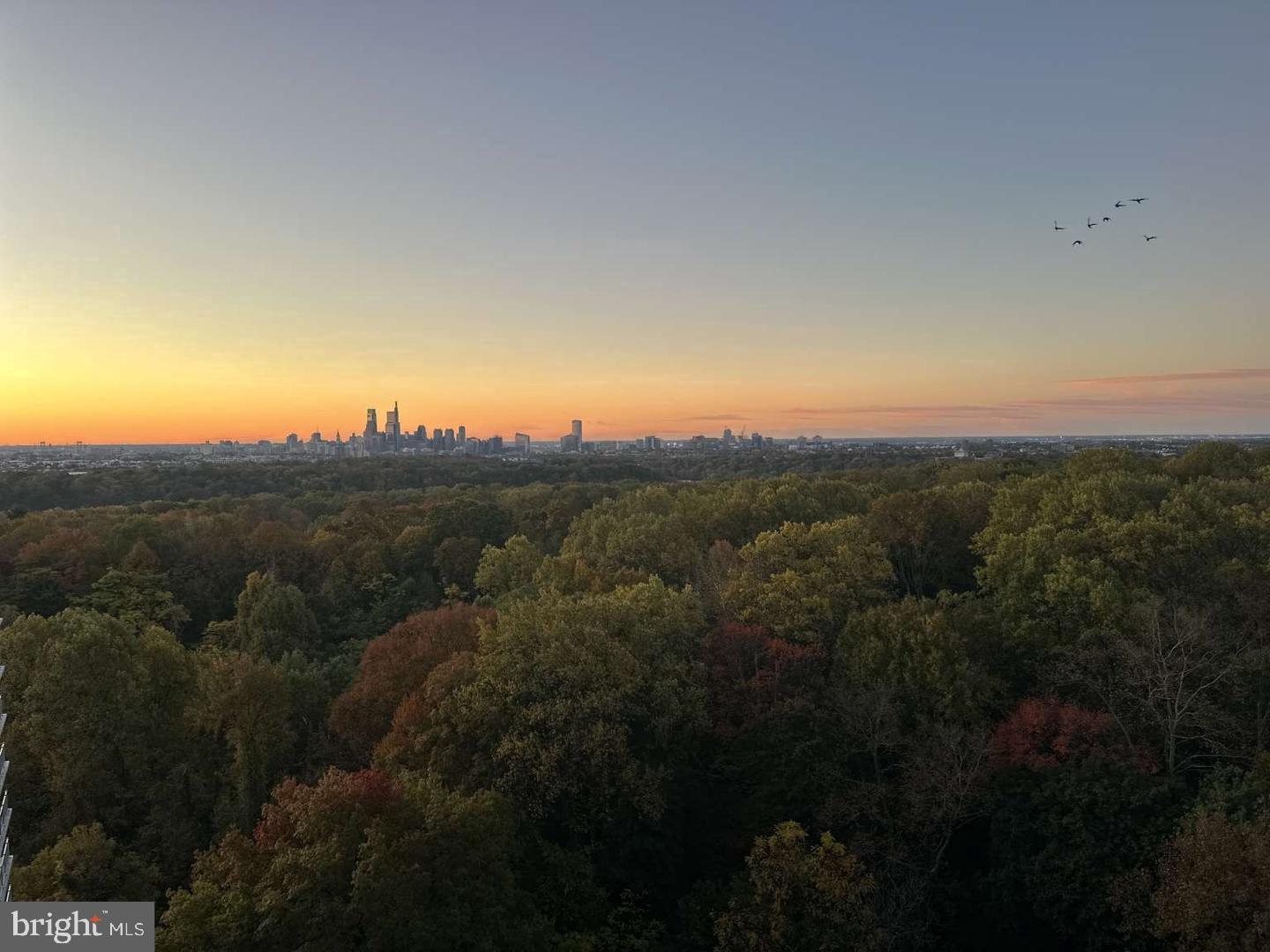 3900-00 West Ford Road, Unit 14K Philadelphia, PA 19131 - Photo 26 of 42 Sunset over a vibrant city skyline.