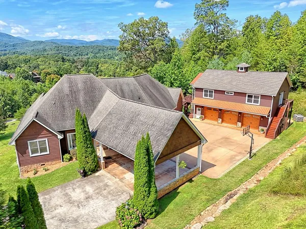 an aerial view of a house