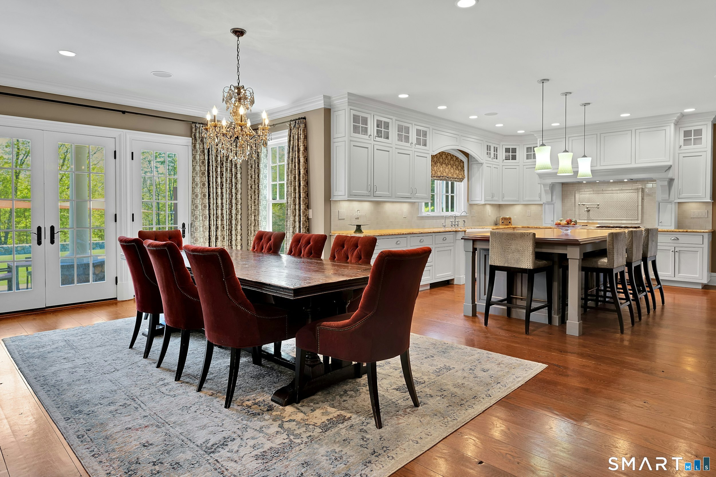 206 Umpawaug Road Redding, CT 06896 - Photo 9 of 40 Chef's Kitchen With French Doors to Multiple Outdoor Living Spaces