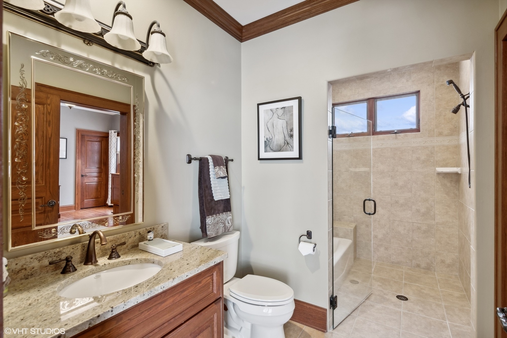 381 Argyle Avenue Elmhurst, IL 60126 - Photo 22 of 63 a bathroom with a granite countertop sink toilet and shower