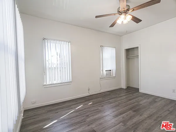 a hallway with a couch