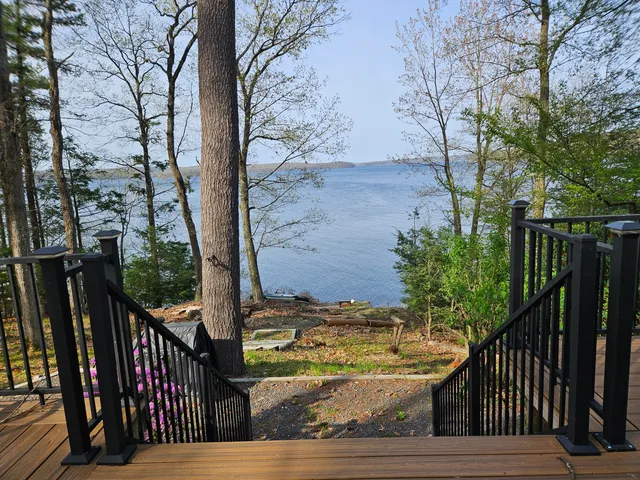 a view of empty room with wooden floor and floor to ceiling windows