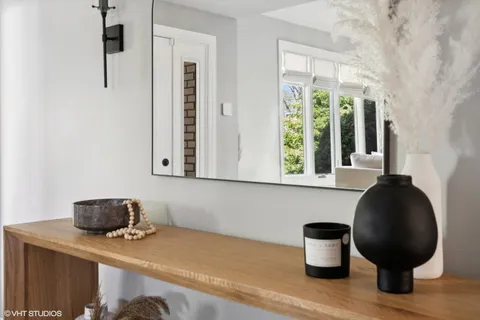 a workspace with furniture and window