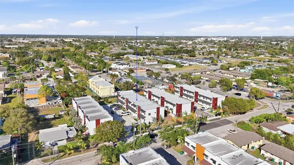 an aerial view of a city with lots of residential buildings