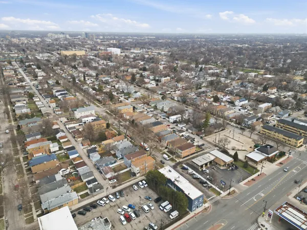 an aerial view of multiple house