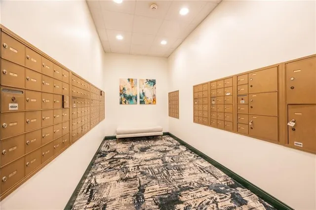 a view of a garage with furniture