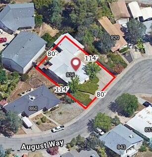 836 August Way Redding, CA 96003 - Photo 32 of 32 an aerial view of a house a yard and a car park