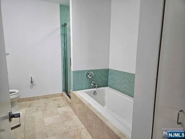 a bathroom with a bathtub