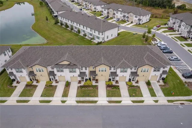 an aerial view of multiple houses