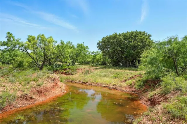 a view of a lake with a yard