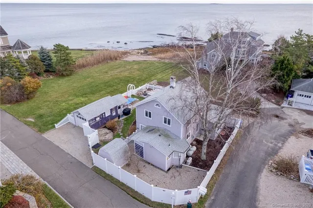 a view of a city and ocean view