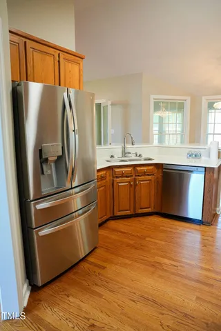 an empty room with large window