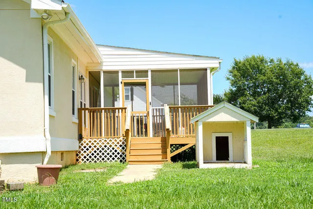 a view of a wooden deck