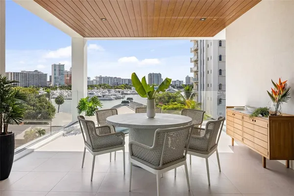 a view of an outdoor seating area