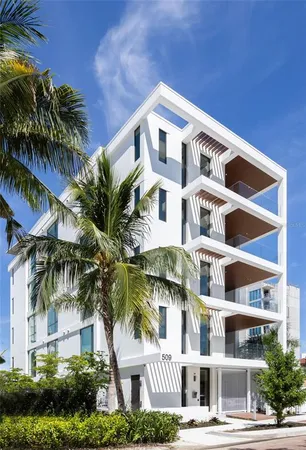 a front view of a multi story building
