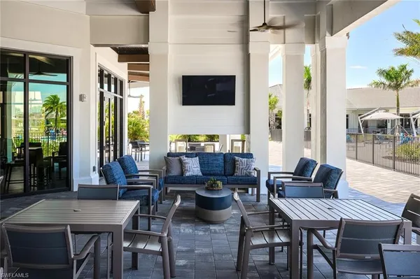 a view of a outdoor space with seating area